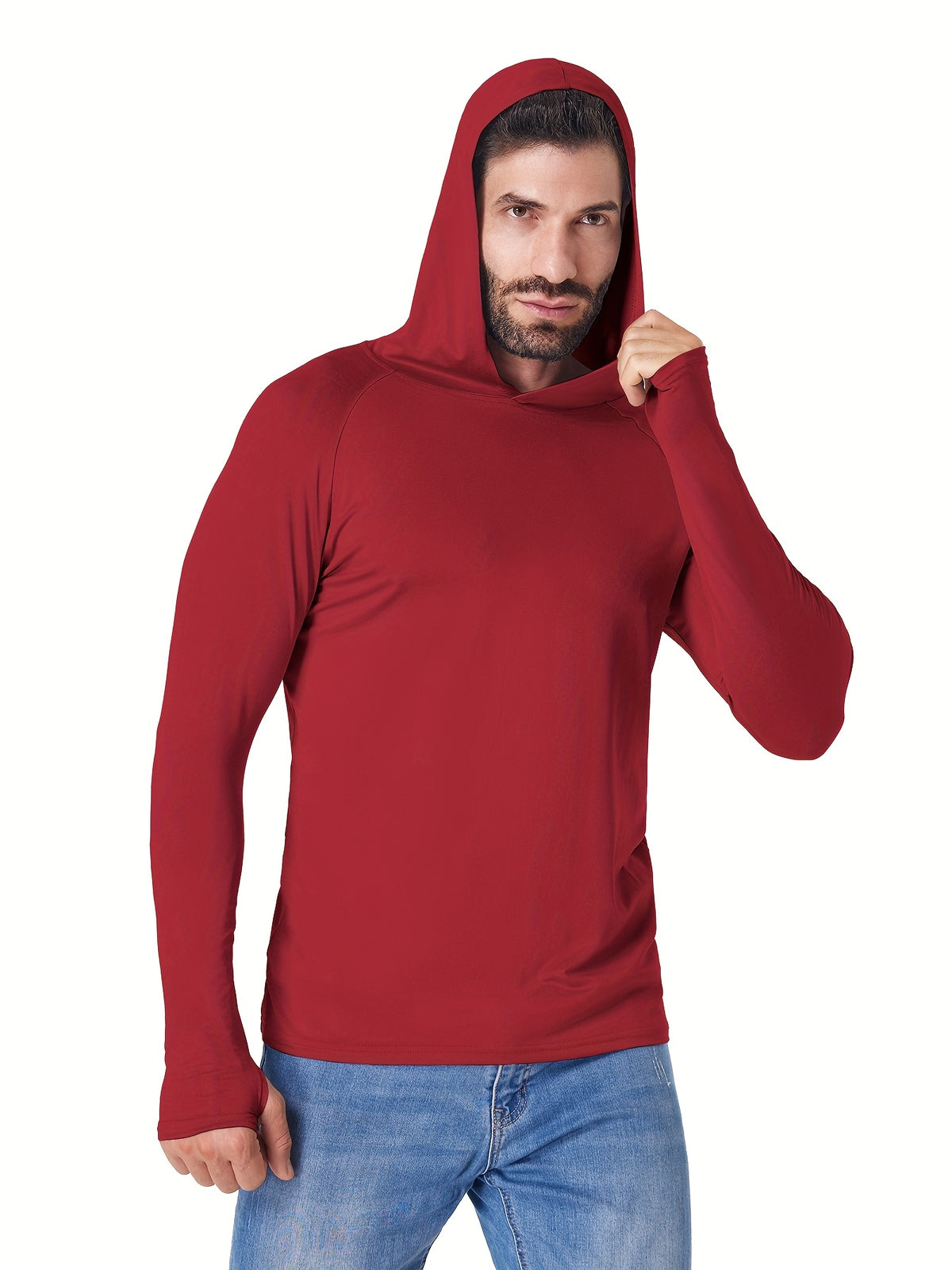 Lightweight Hooded Shirts for Men, 5-Piece Long Sleeve Athletic Top Set in Three Mixed-Color Options for Outdoor and Casual Wear, Sizes S to XXL