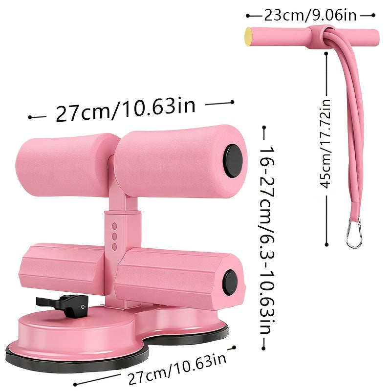 Dual-Suction Sit-Up Bar with Resistance Bands, Three-Section Adjustable Portable Home Fitness Equipment for Small-Space Core Workouts in Black