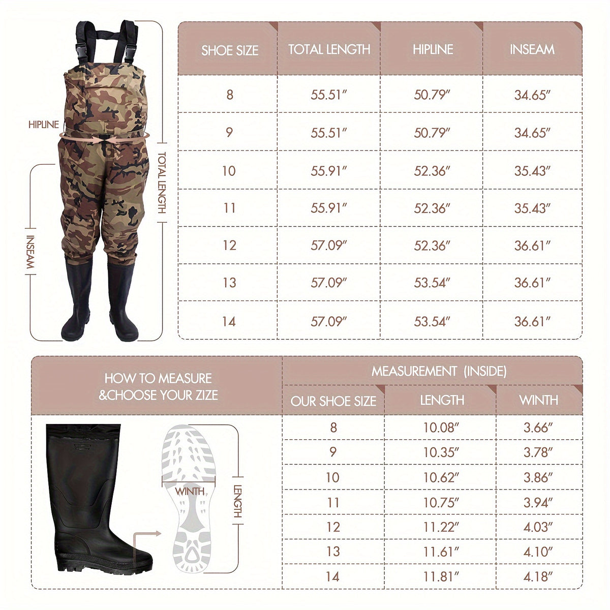 Camo Fishing Chest Waders for Men and Women, Lightweight 3-Ply Nylon Bootfoot Wading Gear with Adjustable Suspenders for Hunting and Farm Work