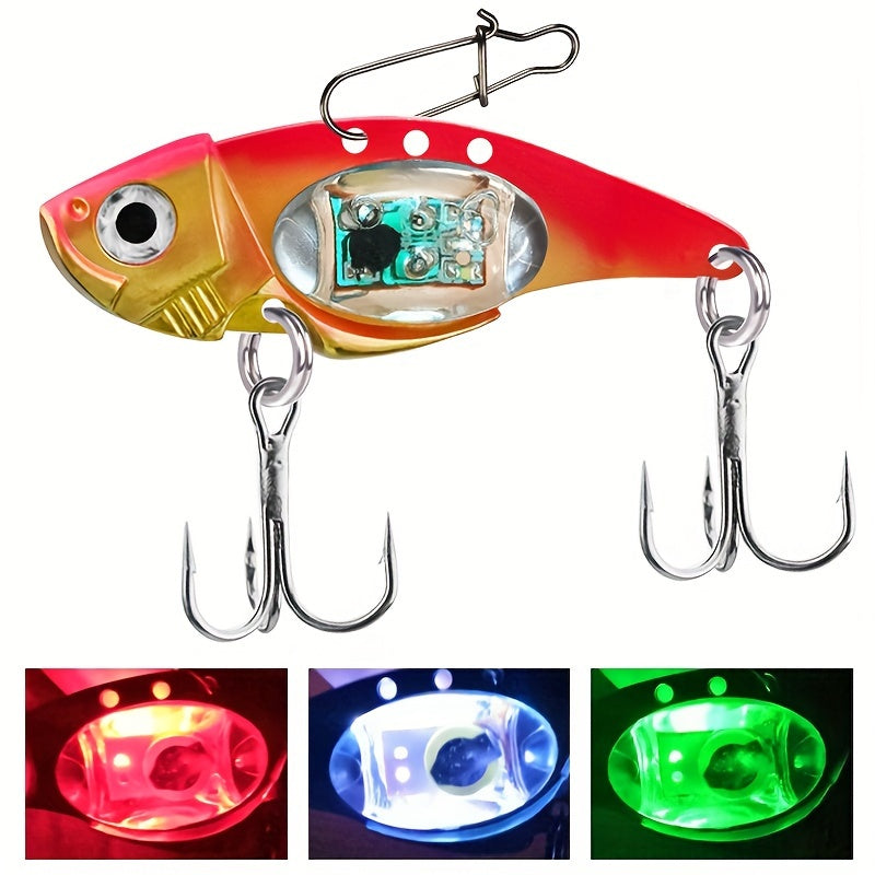 Electronic Fishing Lure Fish-Shaped Bait with Sound, Vibration and Illuminated Detail, Aluminum Alloy Angling Gear in Blue or Red Multi-Pack Options