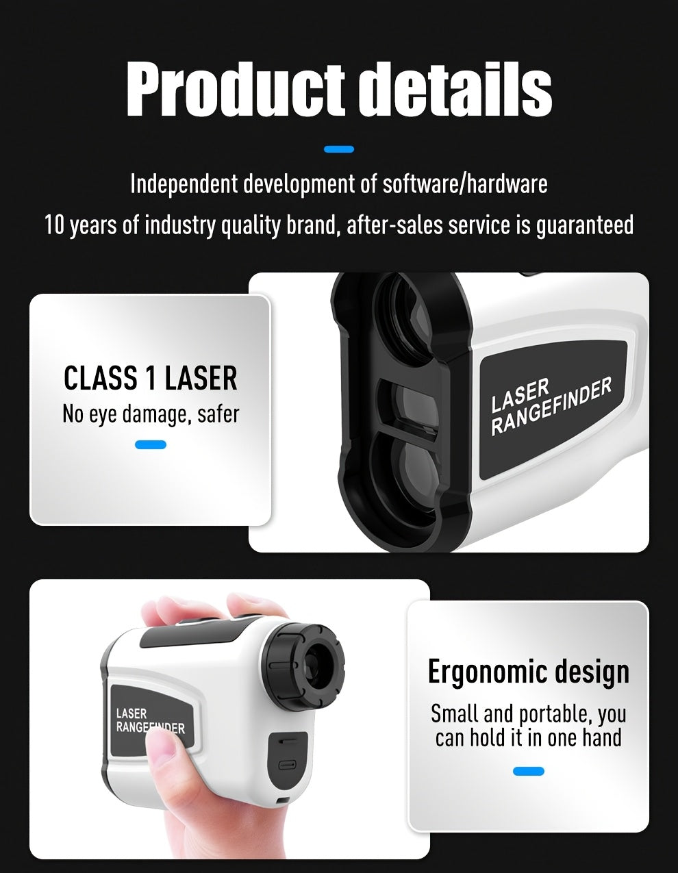 1200-Yard Golf Rangefinder LAB12 with 6.5x Magnification, Slope Compensation and Flag Lock, White USB Rechargeable Outdoor Accessory