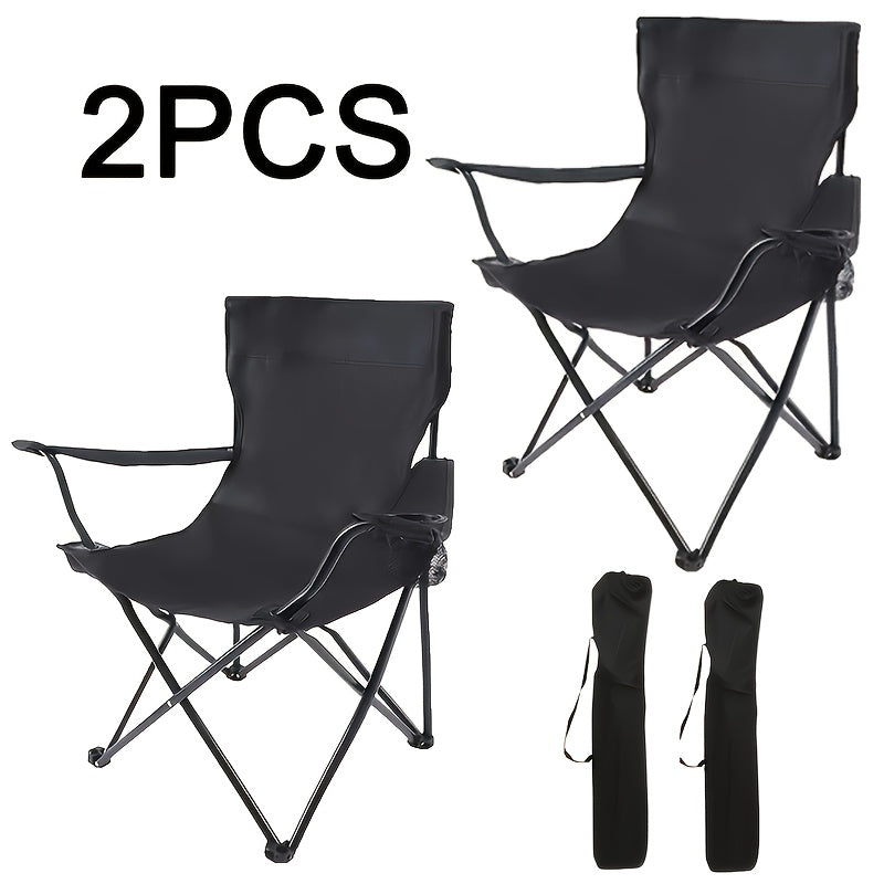 2-Pack Folding Camping Chairs with Cup Holders and Carry Bags