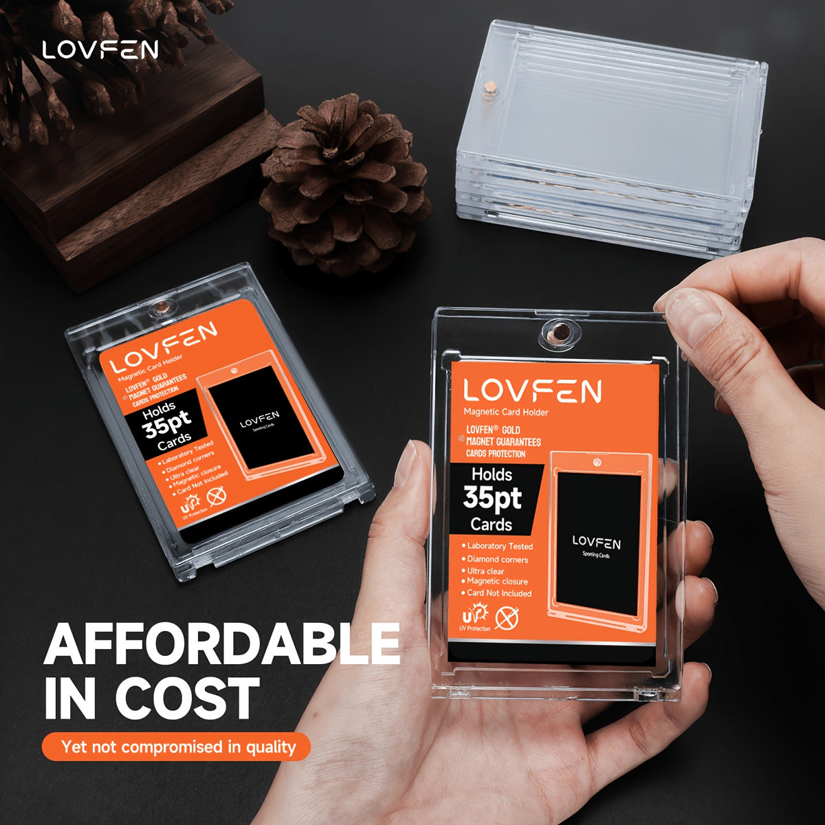 Magnetic Trading Card Holders 400-Pack, LOVFEN 35pt One-Touch Hard Plastic Cases for Standard Baseball and Sports Card Protection and Display