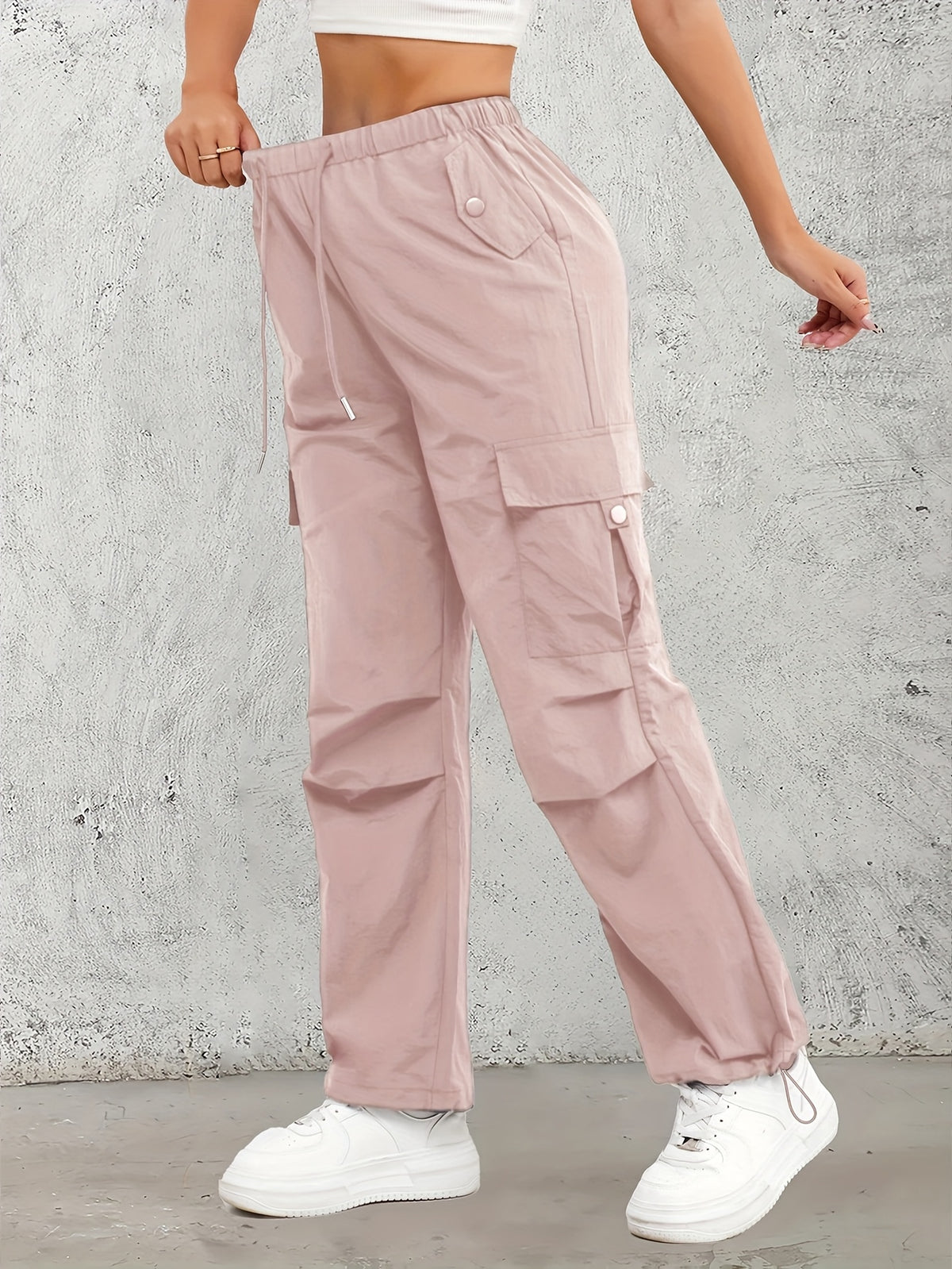 High-Waisted Work Pants for Women 3-Pack with Elastic Drawstring Waist and Multiple Pockets, Lightweight Breathable Casual Trousers in Color Sets, S–XXL