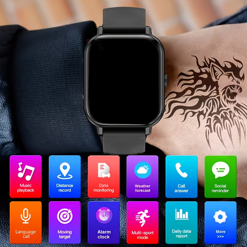 1.83-Inch Calling Smartwatch for Men and Women, Touchscreen Fitness and Sports Watch in Black or Pink, Everyday Outdoor Accessory with Smartphone Connection