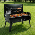 Compact Charcoal BBQ Grill in Black, Folding Portable Outdoor Cooker for Camping, Tailgating, Beach Cookouts and Backyard Gatherings