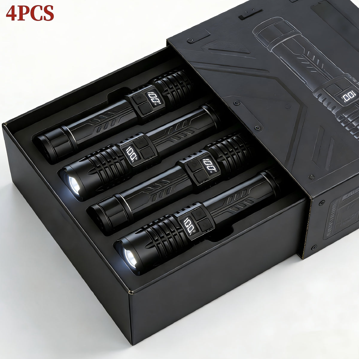 4-Pack LED Flashlights, Mini Aluminum or Digital Style