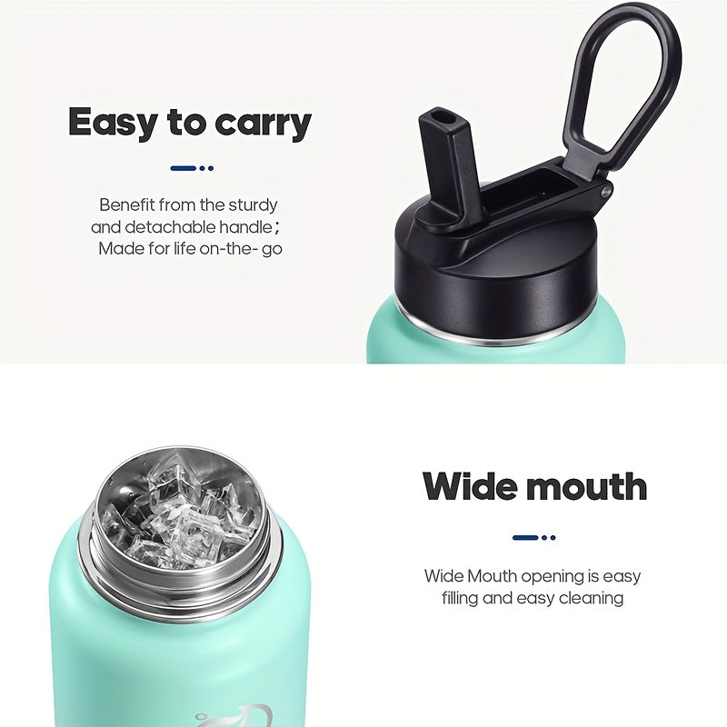 40 oz Insulated Stainless Steel Water Bottle with Chug and Straw Lids
