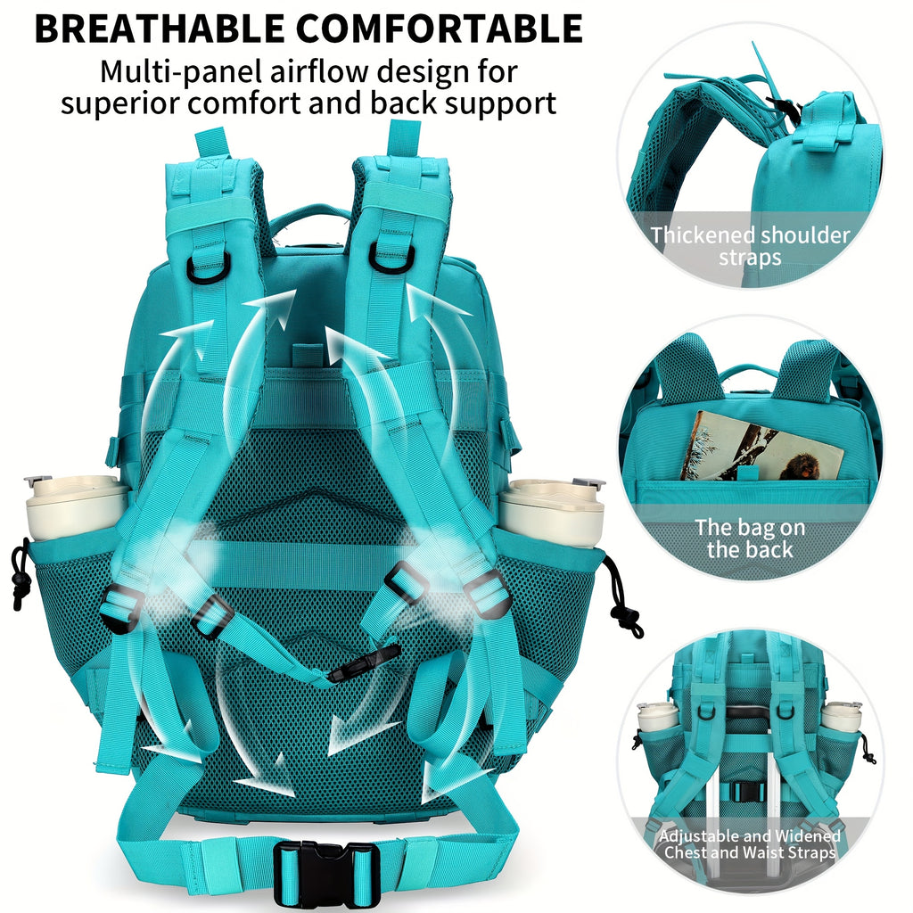 Army Green Hiking Backpack with Listed 13.21-Gallon Capacity, Unisex Outdoor Daypack for Camping Trips, Travel and Sports Outings