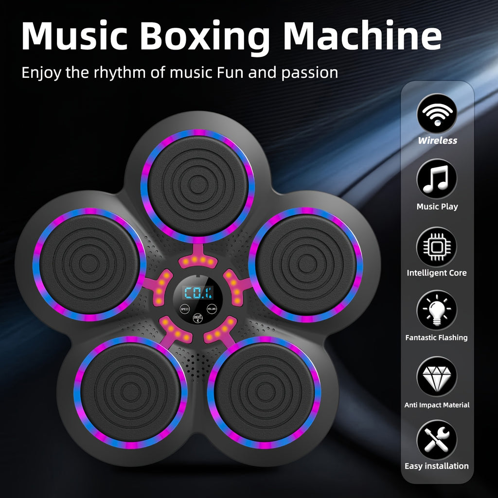 Music Boxing Machine for Adults, USB Rechargeable Wall-Mounted Electronic Punch Target with Black Model Options for Home and Gym Workouts