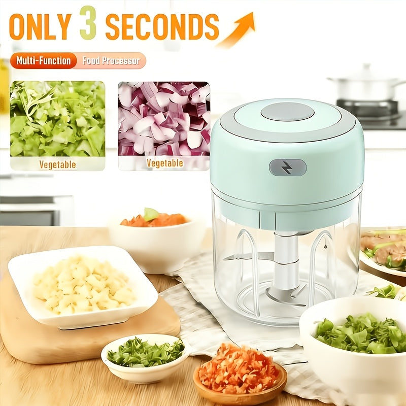Cordless Mini Food Chopper, Rechargeable Portable Food Processor with Meat Grinder Blade for Garlic, Vegetables and Fruit, Home and Camping Meal Prep