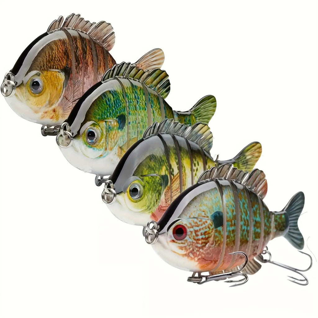 4-Pack Multi-Joint Panfish Fishing Lures with Treble Hooks