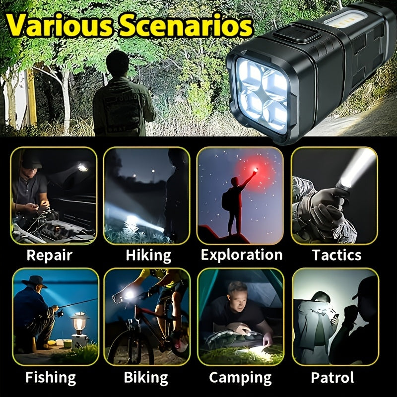 2-Piece Survival Kit with USB Rechargeable Flashlight and Folding Pocket Knife, Clip-On Outdoor Tools with Optional Fire-Starting Version