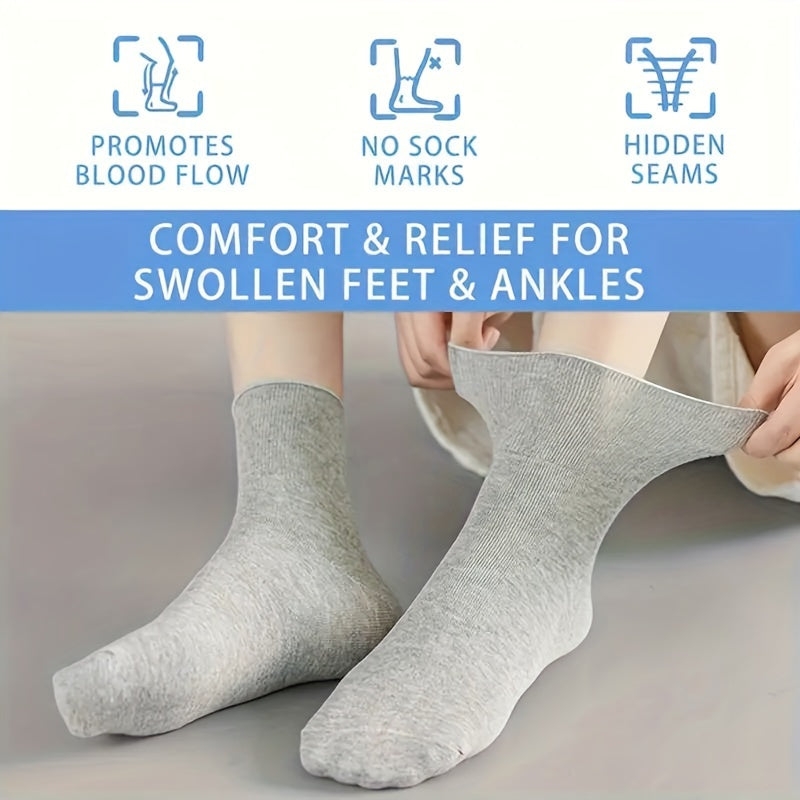 Women's Non-Binding Socks in Random Colors, Soft Elastic Everyday Sock Multipacks with 5, 10 or 15 Pair Options and Hand-Wash Care