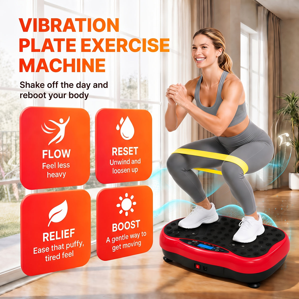 200W Vibration Plate Exercise Machine for Home Gym, 9 Programs and 100 Speed Levels with Remote, Compact Fitness Platform Rated to 330 lb