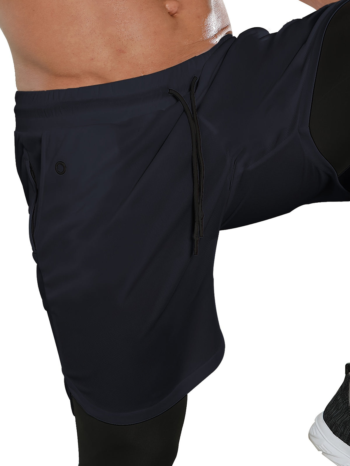 Men's Compression Pants with Towel Loop, 2-in-1 Running and Workout Gym Tights in Multiple Colors, Sizes S-XXL for Training Activewear