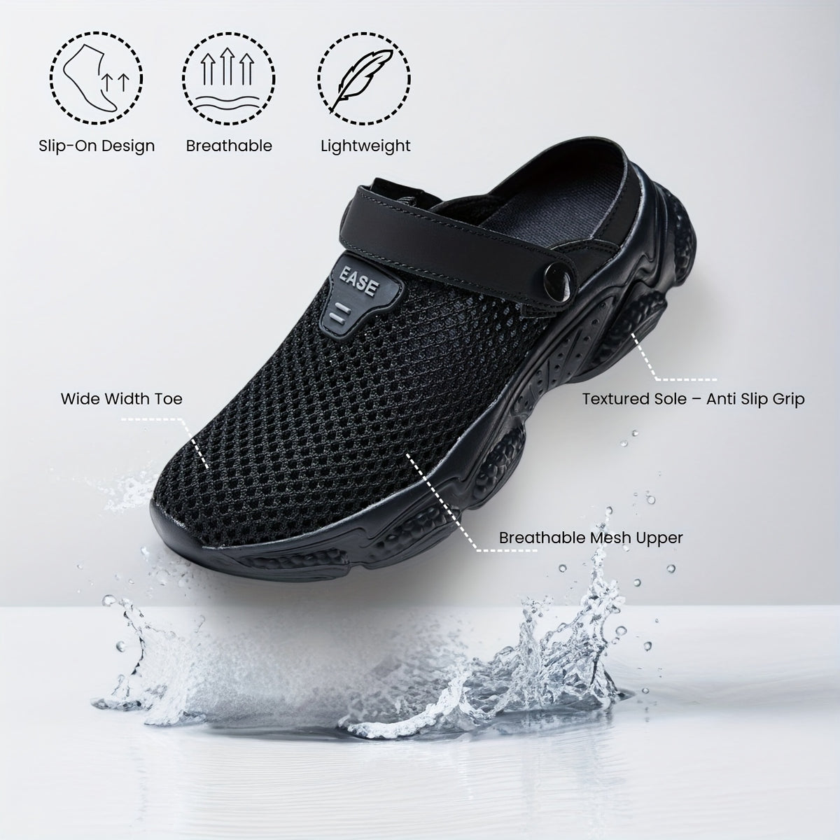 Women's Arch Support Sandals, Quick-Dry Non-Slip EVA Beach Shoes with Wide Toe Box for Shower, Garden and Summer Walks, Lightweight Casual Footwear