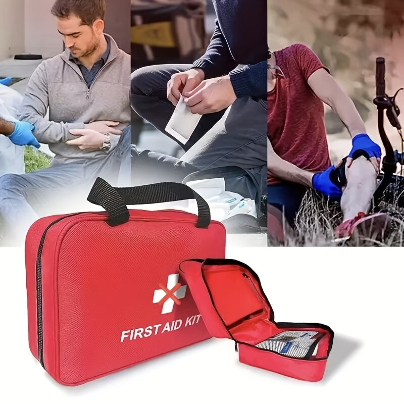 152-Piece Emergency Survival Kit with Scissors, Pliers and Basic First Aid Supplies, Red Portable Multifunctional Tool Set for Outdoor Preparedness