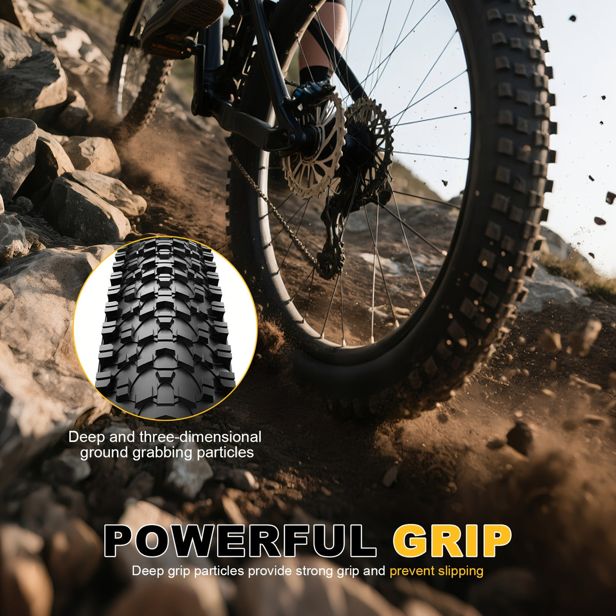 26 Inch Mountain Bike Tires 2-Pack, Lialex 26x1.95 Folding MTB Bicycle Tire Replacement with Anti-Puncture Weave, High Traction for Road, Trail & Off-Road Riding