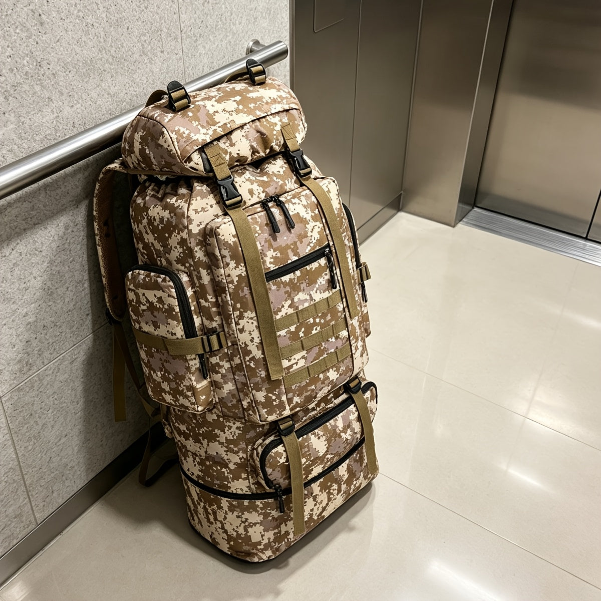 100L Tactical Backpack for Hiking and Travel, Large-Capacity Outdoor Pack with Multiple Compartments and Shoulder Straps in Green, Gray or Desert