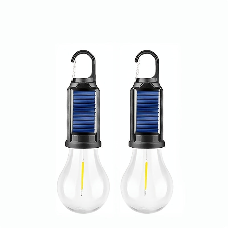 2-Pack Solar and USB Rechargeable LED Camping Lanterns with Hooks