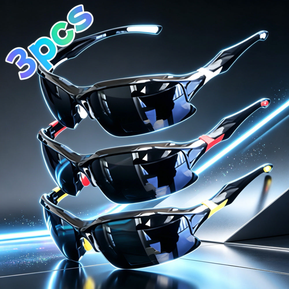 3-Pack Unisex Polarized Sports Glasses for Cycling, Fishing and Outdoor Travel, Casual Eyewear for Running, Driving and Golf