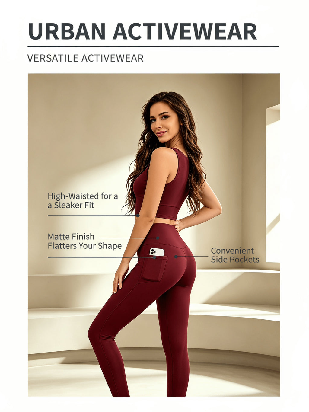 Side-Pocket Workout Leggings for Women, 5-Pack Mixed-Color High-Waisted Stretch Yoga Pants with Soft Feel for Gym, Pilates and Everyday Active Outfits