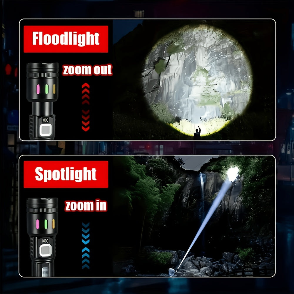 2-Piece Rechargeable LED Flashlight Set with Zoomable Beam and Carry Case