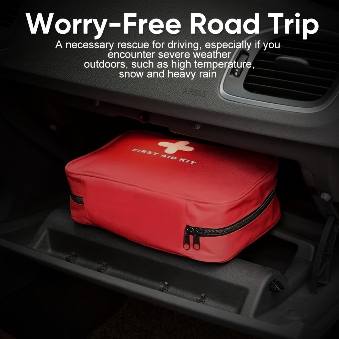 338-Piece First Aid Kit in Red, Compact Emergency Preparedness Supply Set with Listed Waterproof Design for Home, Office and Car Storage