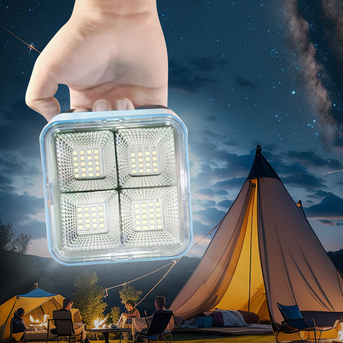 IP45 Solar LED Camping Light with Batteries Included, Rechargeable Portable Lantern and Flashlight Listing for Hiking and Outdoor Adventures