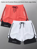 Women's Athletic Shorts 2-Pack, Summer Workout and Running Shorts for Yoga, Basketball, Golf and Casual Activewear, Orange and Navy Color Options, XS–XXL