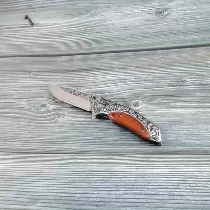 4Cr13 Folding Pocket Knife for Hunting and Camping, Carved Outdoor Utility Blade with Wood-Handle Option for Hiking and Fishing Gear