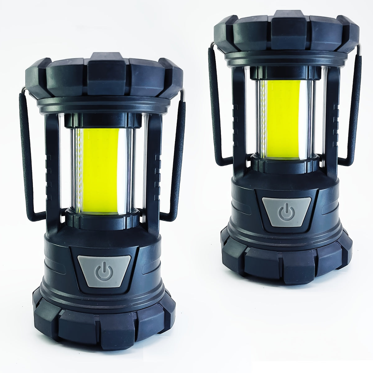 3-Mode Rechargeable Camping Lanterns 2-Pack with Phone Charging, LED Portable Lights with Listed 1500LM Output for Campsites and Power Outages