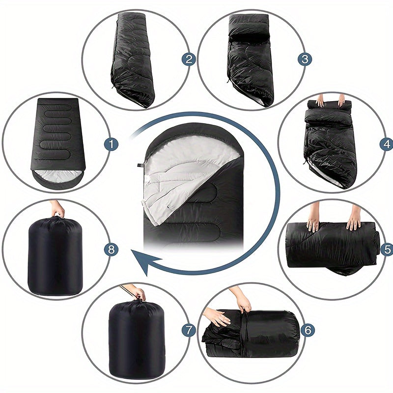 3-Season Sleeping Bag for Adults with Pillow and Compression Sack, Lightweight Camping Sleep Set for Hiking and Outdoor Overnight Adventures