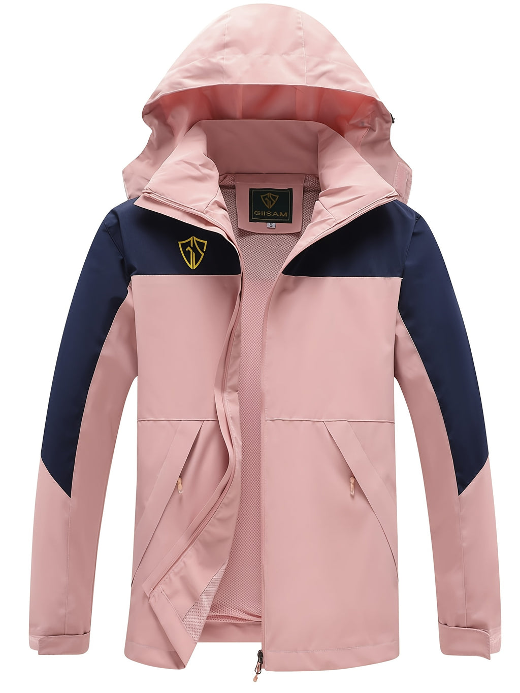 Packable Rain Jacket for Women, Lightweight Hooded Windbreaker with Mesh Lining, Detachable Hood, Adjustable Cuffs and Zipper Pockets for Light Rain