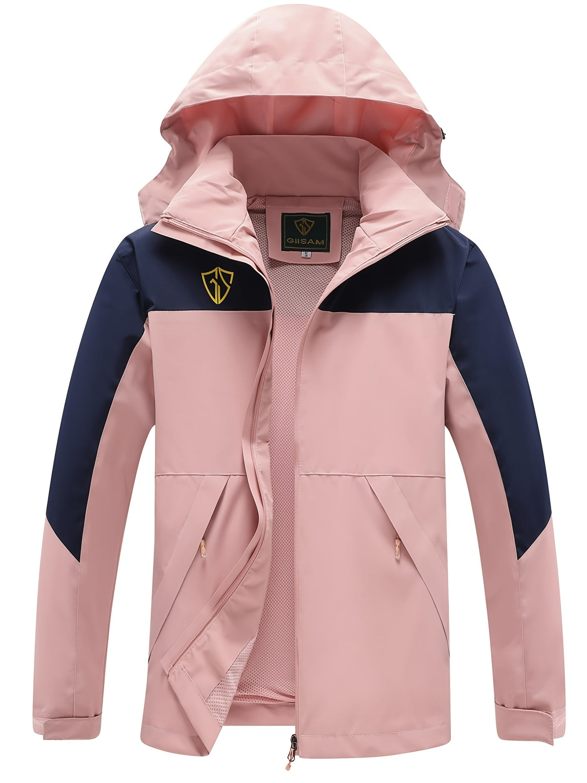 Packable Rain Jacket for Women, Lightweight Hooded Windbreaker with Mesh Lining, Detachable Hood, Adjustable Cuffs and Zipper Pockets for Light Rain