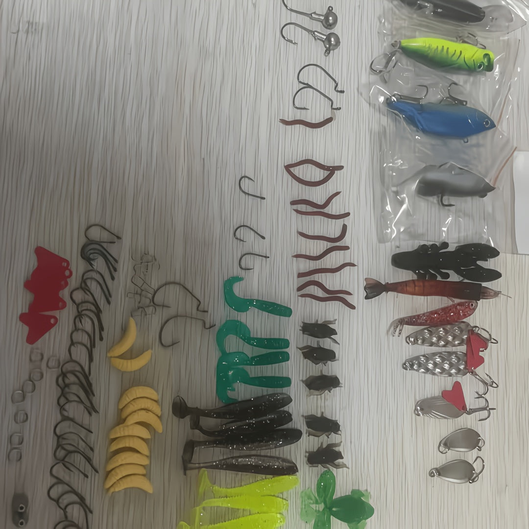 107-Piece Fishing Lure and Tackle Set with Storage Box, Hooks, Jig Heads, Spinners, Spoons and Sinkers for Freshwater and Saltwater Angling