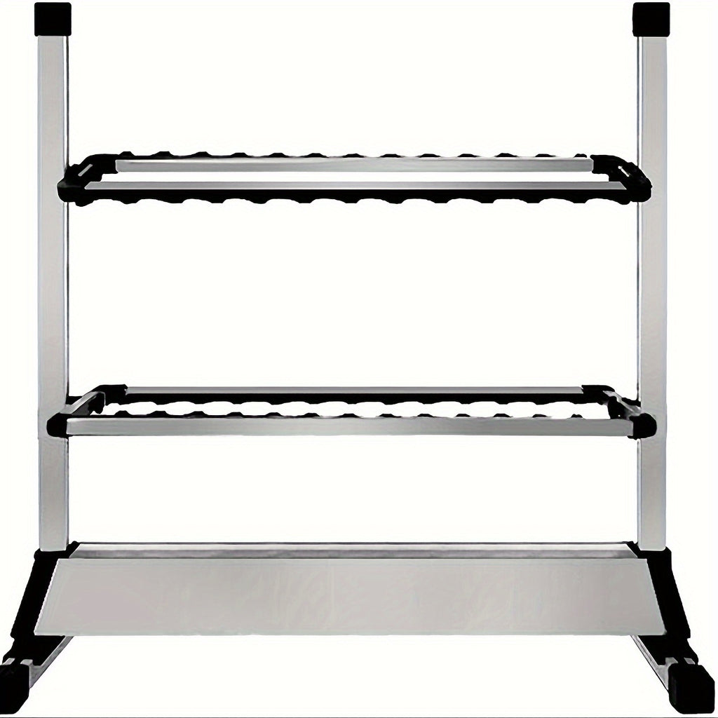 24 Rod Portable Fishing Rod Rack with Aluminum Alloy Frame, Cushioned Holders and Carry Handle for Upright Garage or Cabin Pole Storage