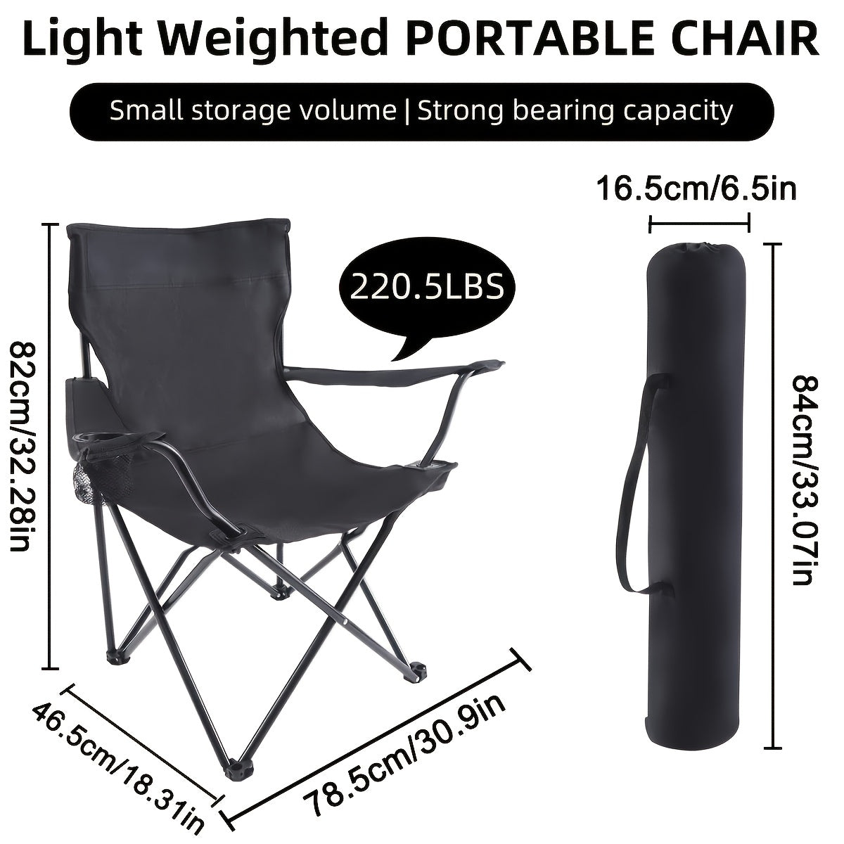 2-Pack Folding Camping Chairs with Cup Holders and Carry Bags