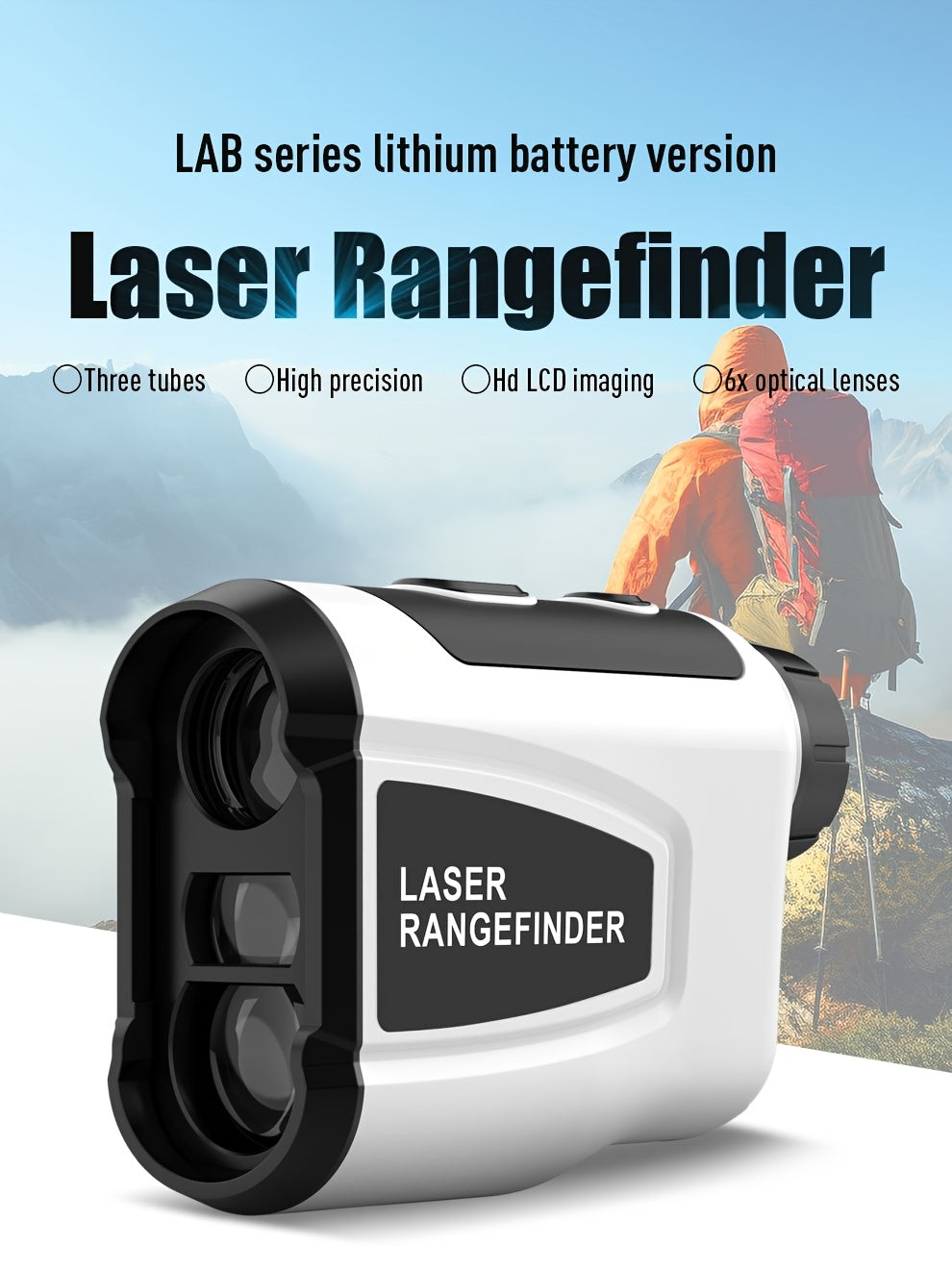 1200-Yard Golf Rangefinder LAB12 with 6.5x Magnification, Slope Compensation and Flag Lock, White USB Rechargeable Outdoor Accessory