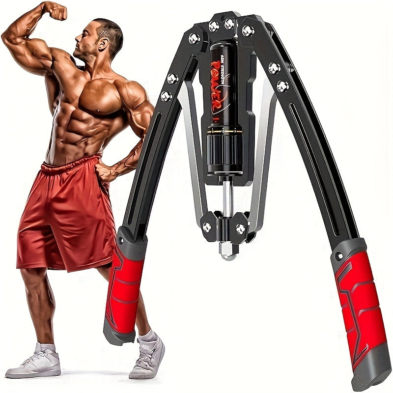 20-Level Hydraulic Arm Trainer in Red, Carbon Steel Foldable Home Gym Equipment with Non-Slip Handles and Listed 22–440 lb Resistance