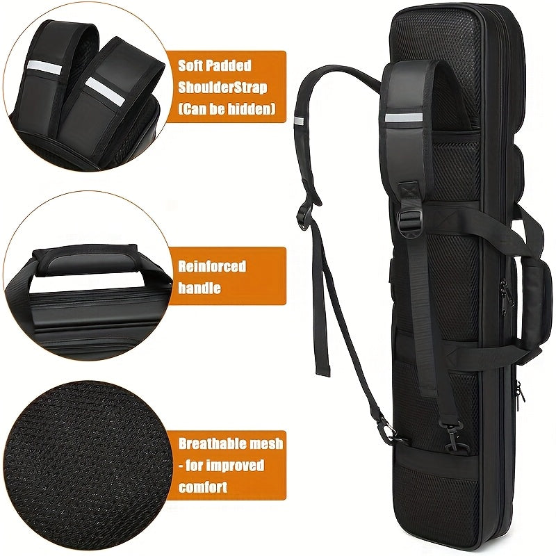 4x4 Pool Cue Case with Hidden Backpack Strap, Billiard Travel Bag Holds 4 Butts and 4 Shafts with Large Front Accessory Pockets for Gear Storage
