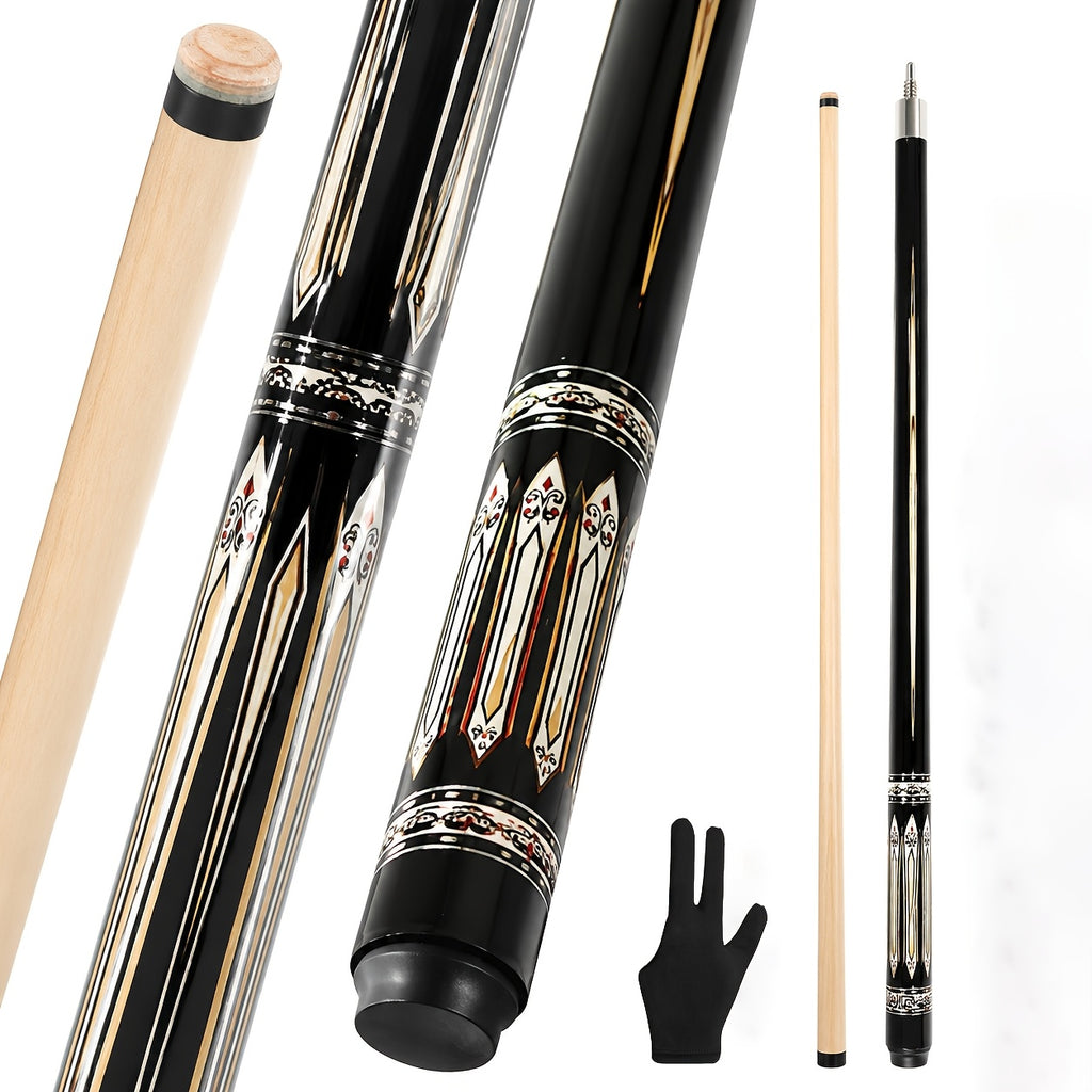 Retro Maple Pool Cue, 58-Inch 20-Ounce Billiard Stick with Listed 13 mm Size and Billiard Gloves for Practice, Game Nights and Father's Day Gifts