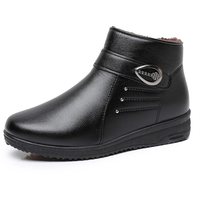 Women's Fleece-Lined Short Winter Boots with Soft Soles, Warm Everyday Footwear for Mature Women in Red, Dark Brown or Black, US Sizes 5-8