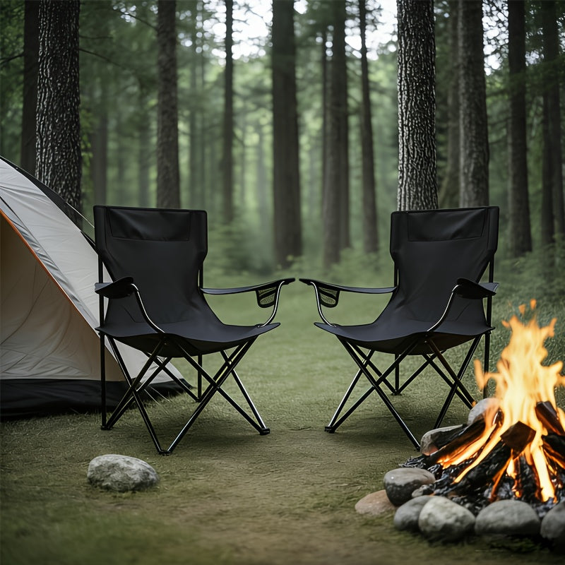 2-Pack Folding Camping Chairs with Cup Holders and Carry Bags