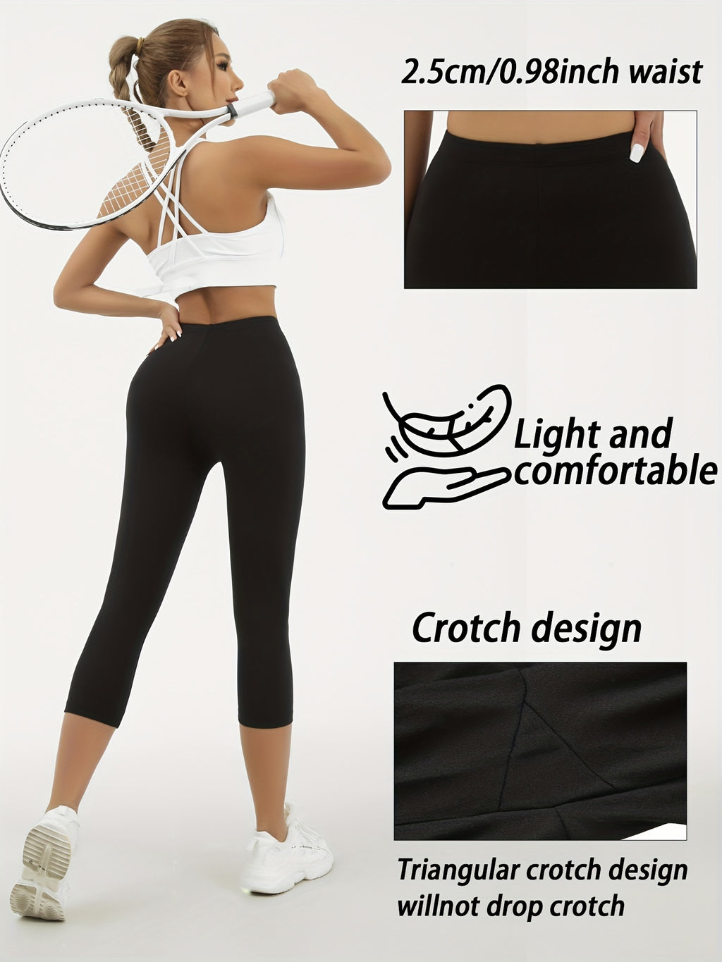 Women's Stretch Capri Leggings, 5-Pack Color Sets