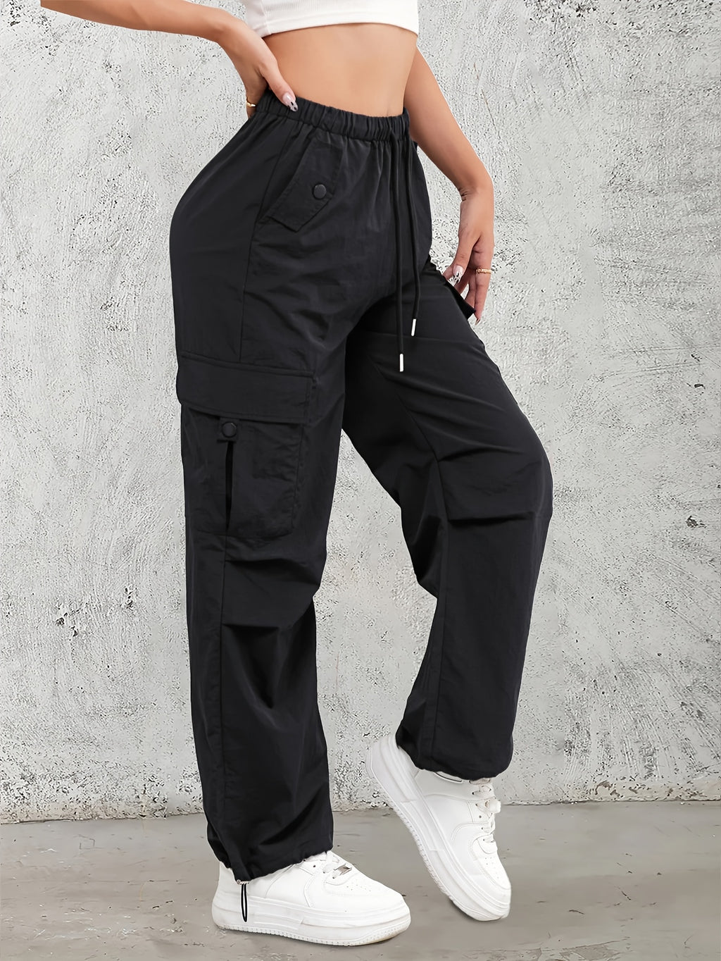High-Waisted Work Pants for Women 3-Pack with Elastic Drawstring Waist and Multiple Pockets, Lightweight Breathable Casual Trousers in Color Sets, S–XXL
