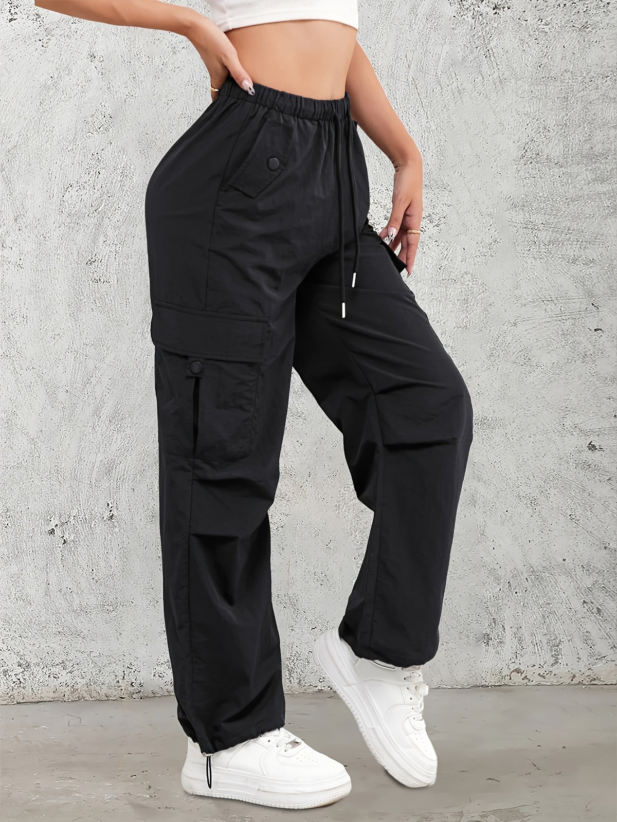 High-Waisted Work Pants for Women 3-Pack with Elastic Drawstring Waist and Multiple Pockets, Lightweight Breathable Casual Trousers in Color Sets, S–XXL