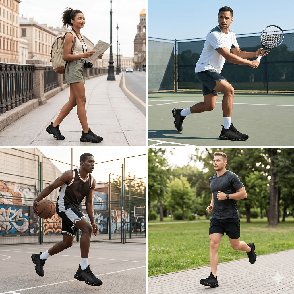 Men's Road Running Shoes with Rubber Soles, Lightweight Breathable Low-Top Lace-Up Sneakers for Gym Training and Everyday Casual Wear