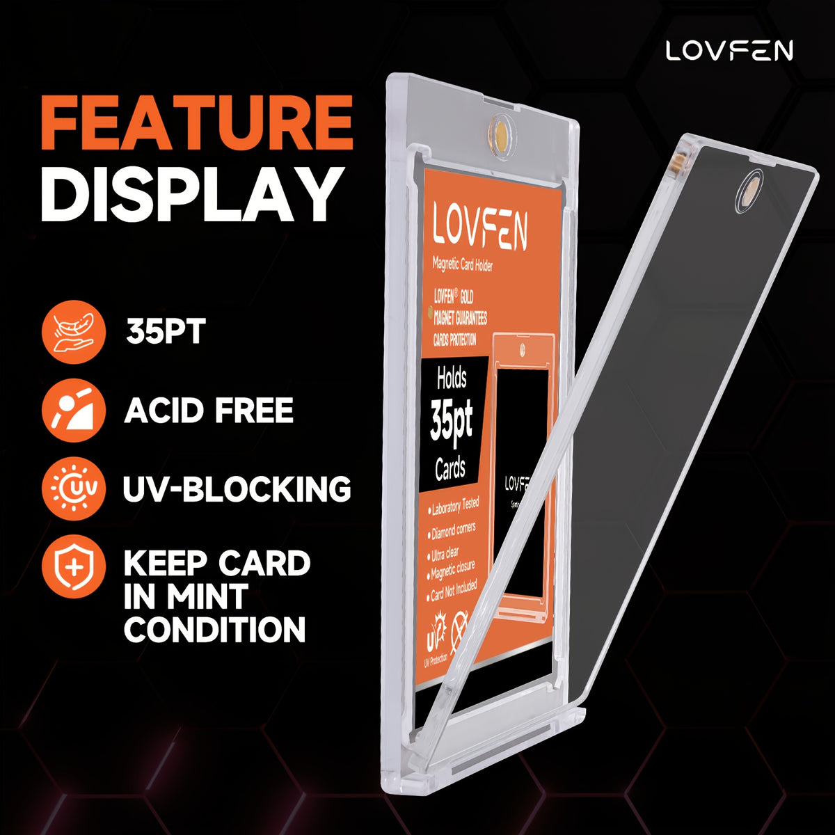 Magnetic Trading Card Holders 400-Pack, LOVFEN 35pt One-Touch Hard Plastic Cases for Standard Baseball and Sports Card Protection and Display